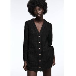 Zara Black Cardigan with Gold Buttons